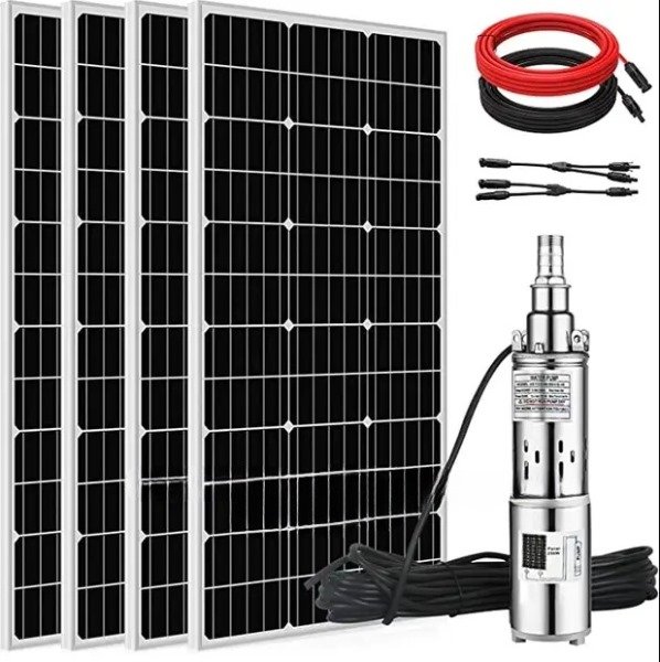 1000280666-1.jpg 200m complete kit dc solar submersible water pump with solar panels and a controller - Image 1